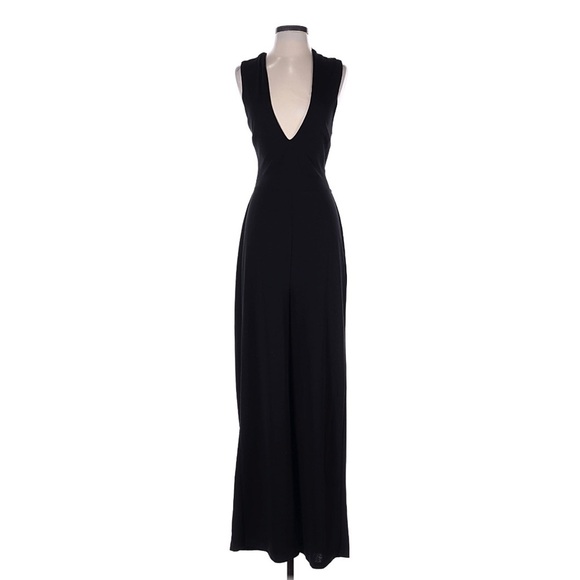SITA Black Criss Cross Backless Maxi Dress Modal Spandex Tie Accent Medium - Picture 1 of 11